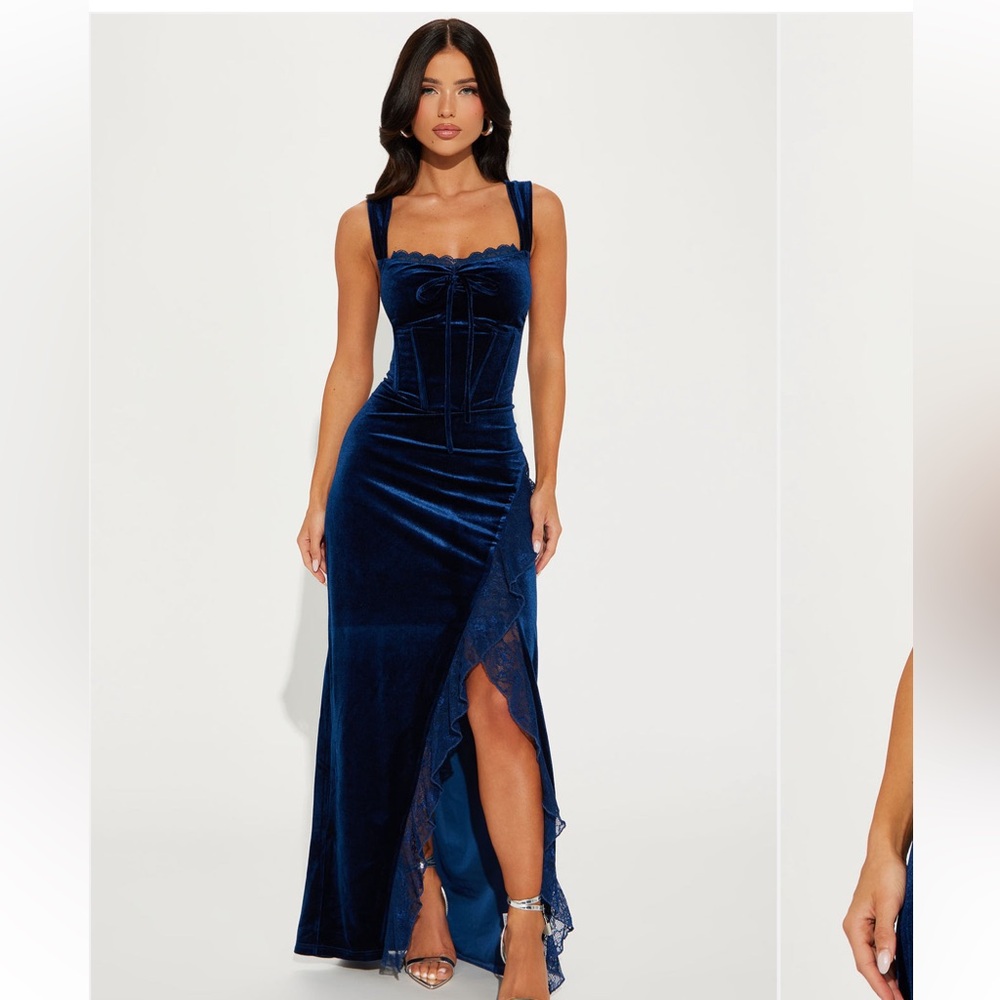 Velvet Maxi Dress - Deep Blue
